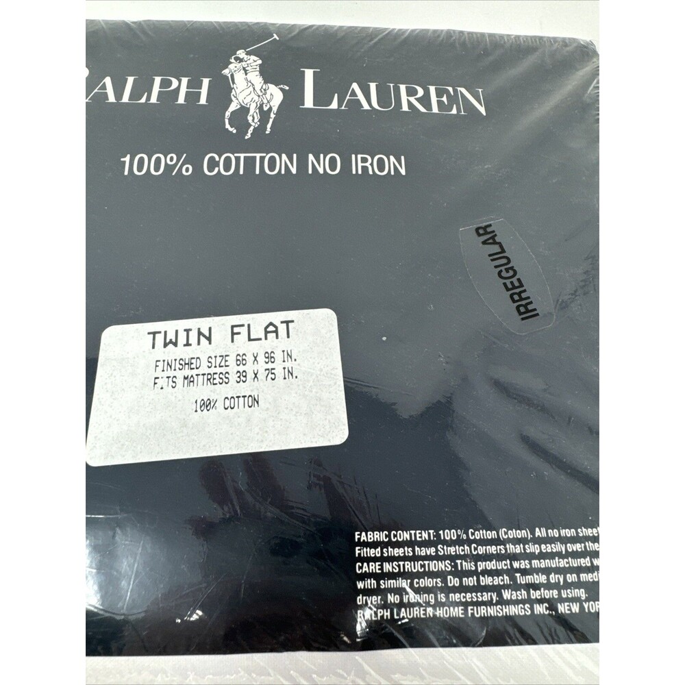 RALPH LAUREN Home TWIN Flat Sheet IRREGULAR NEW White Made USA 100% Cotton - Picture 2 of 4